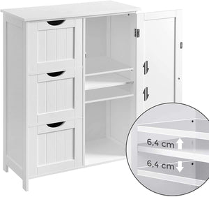 Bathroom Storage Cabinet, Floor Cabinet with 3 Large Drawers and 1 Adjustable Shelf, 60 x 30 x 81 cm, White BBC49WT RAW58.dk