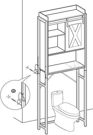 Over-the-Toilet Storage, Bathroom Oragniser Rack RAW58.dk