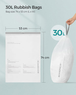Skraldeposer med snøreluk - 30 L - hvid - 45 poser Skraldeposer Songmics