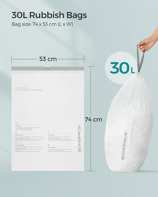 Skraldeposer med snøreluk - 30 L - hvid - 45 poser Skraldeposer Songmics