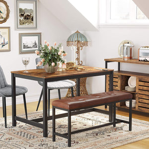 Dining Table for 4 People, Kitchen Table, 120 x 75 x 75 cm, Heavy Duty metal Frame, Industrial Style, for Living Room, Dining Room, Rustic Brown KDT75X RAW58.dk 
