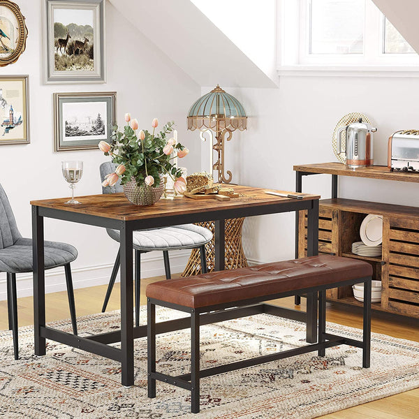 Dining Table for 4 People, Kitchen Table, 120 x 75 x 75 cm, Heavy Duty metal Frame, Industrial Style, for Living Room, Dining Room, Rustic Brown KDT75X RAW58.dk 
