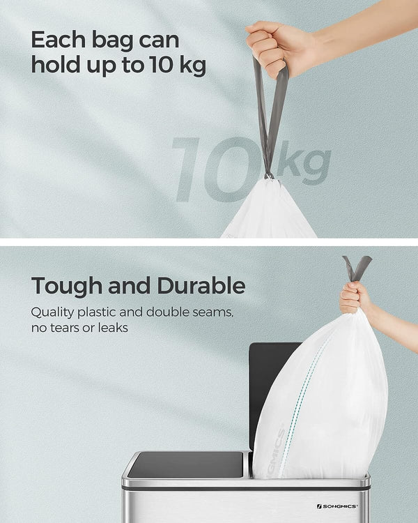 Skraldeposer med snøreluk - 30 L - hvid - 45 poser Skraldeposer Songmics