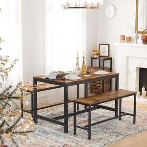 Dining Table for 4 People, Kitchen Table, 120 x 75 x 75 cm, Heavy Duty metal Frame, Industrial Style, for Living Room, Dining Room, Rustic Brown KDT75X RAW58.dk 