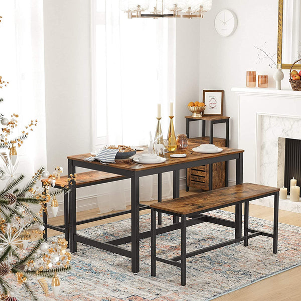 Dining Table for 4 People, Kitchen Table, 120 x 75 x 75 cm, Heavy Duty metal Frame, Industrial Style, for Living Room, Dining Room, Rustic Brown KDT75X RAW58.dk 