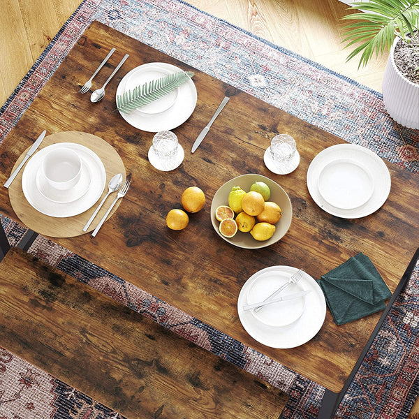 Dining Table for 4 People, Kitchen Table, 120 x 75 x 75 cm, Heavy Duty metal Frame, Industrial Style, for Living Room, Dining Room, Rustic Brown KDT75X RAW58.dk 