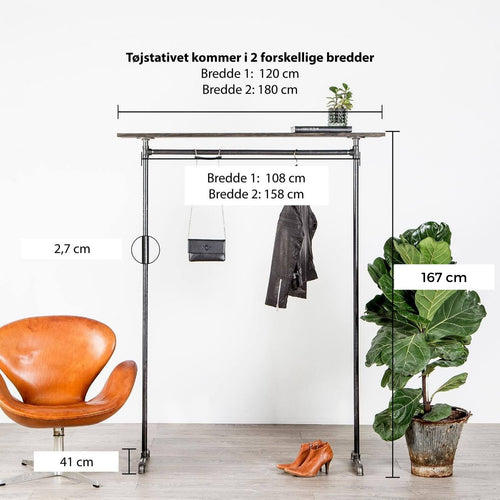 Clothes rack EMMA black with shelf