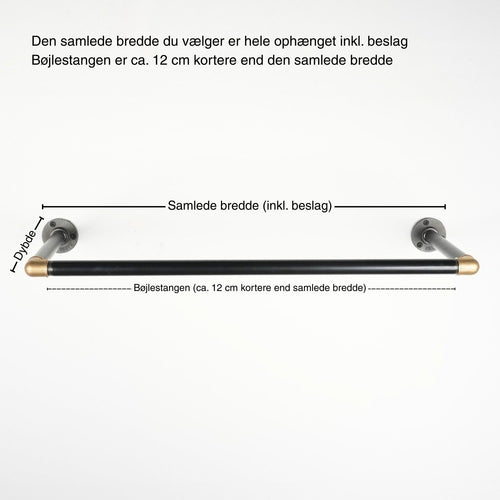 Bøjlestang SARA sort med messing