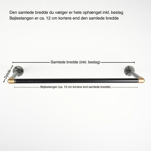 Bøjlestang SARA sort med messing