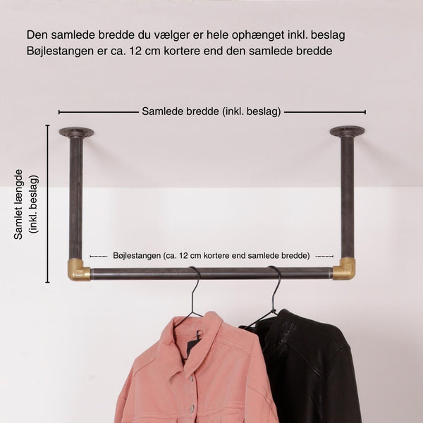 Bøjlestang WILLIAM sort med messing