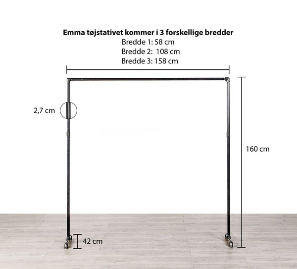 Vandrør Tøjstativ EMMA Sort | Bestil på Specialmål