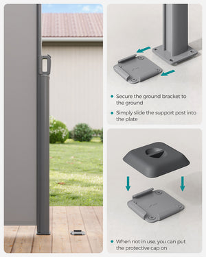 SONGMICS Blind Awning Metal Base Plate for the Support Post Metal Base Plate with Plastic Cap GSA004