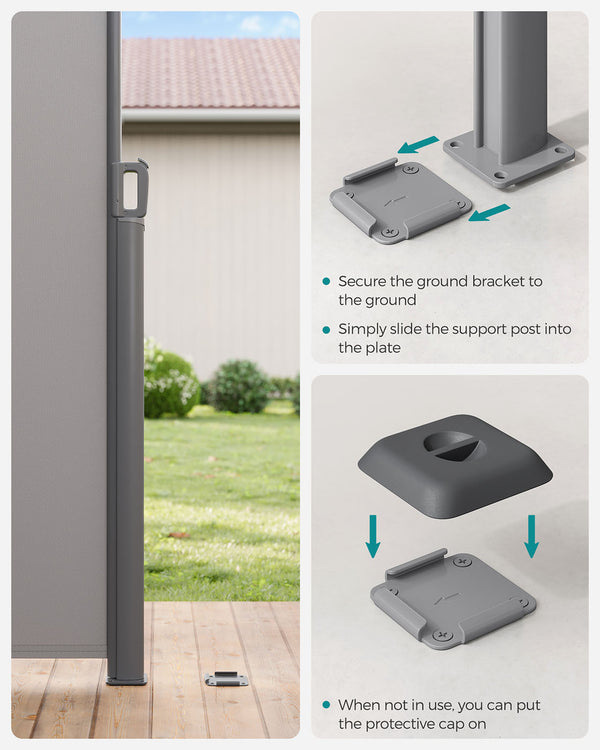 SONGMICS Blind Awning Metal Base Plate for the Support Post Metal Base Plate with Plastic Cap GSA004
