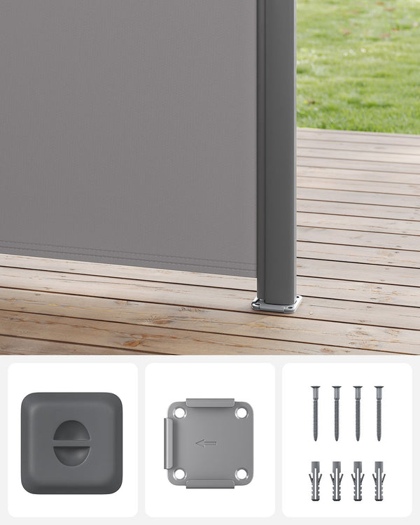 SONGMICS Blind Awning Metal Base Plate for the Support Post Metal Base Plate with Plastic Cap GSA004