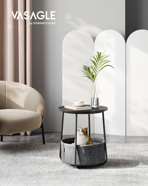 William senge- og sidebord- Sort/grå kurv