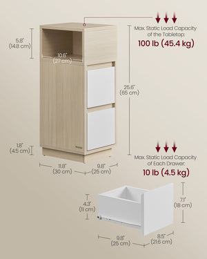Leni senge- og sideborde | 2 stk. - Beige/hvid