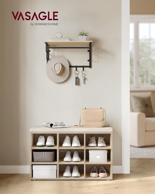 Freya skobænk - Beige/lyst træ