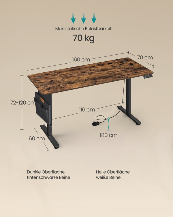 Sanna skrivebord - Rustik brun/sort