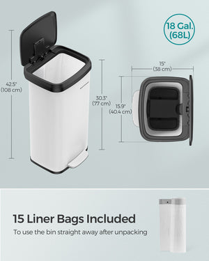 Rio skraldespand | 68 L - Hvid