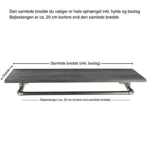 Bøjlestang SARA sort med hylde