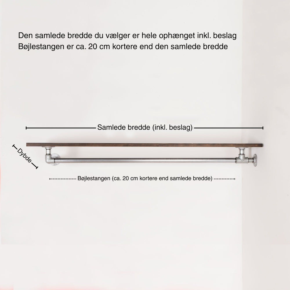 Bøjlestang LIAM sølv med hylde