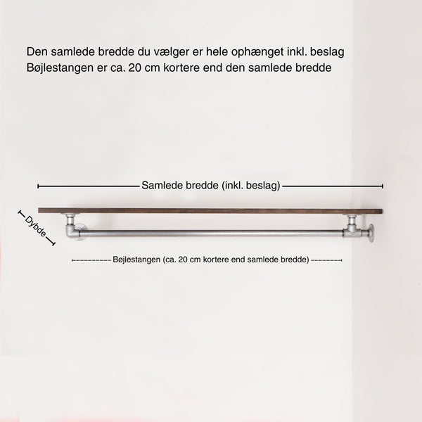 Bøjlestang LIAM sølv med hylde