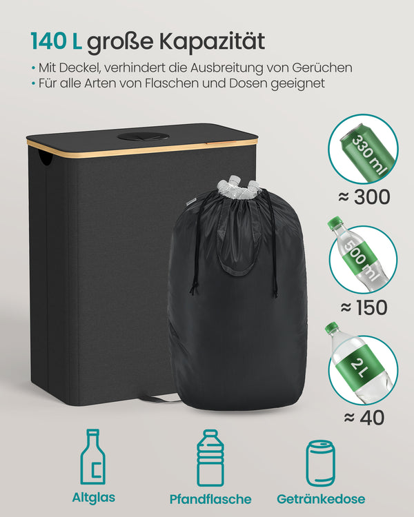 Liva skraldespand | 140 L - Sort/beige