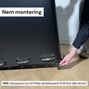 Phillip skraldespand | 3x18 L - Sort (Med hjul)