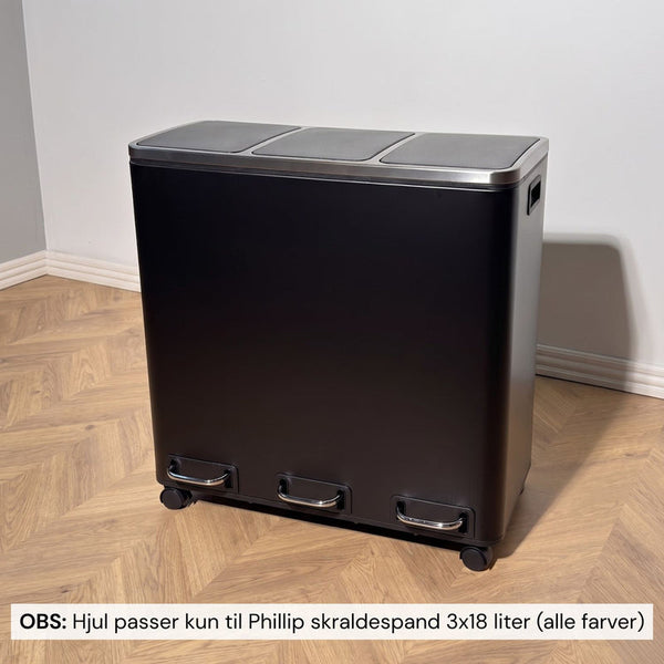 Phillip skraldespand | 3x18 L - Sort (Med hjul)