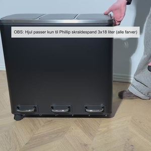Phillip skraldespand | 3x18 L - Sort (Med hjul)