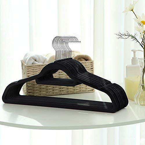 Velvet Hangers, 20 Pack, Ultra Thin Space Saving Non-Slip Coat Hangers with Tie Organizer, 360 Degree Swivel Hook, Black CRF20B Vasagle 