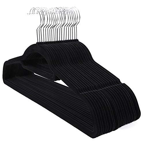 Velvet Hangers, 20 Pack, Ultra Thin Space Saving Non-Slip Coat Hangers with Tie Organizer, 360 Degree Swivel Hook, Black CRF20B Vasagle 
