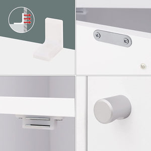 Wooden Storage Bookcase, Home or Office Display Shelf, Freestanding Cube Unit DVD Rack Bookshelf with 3 Bottom Cabinets, White, LBC33WT RAW58.dk 