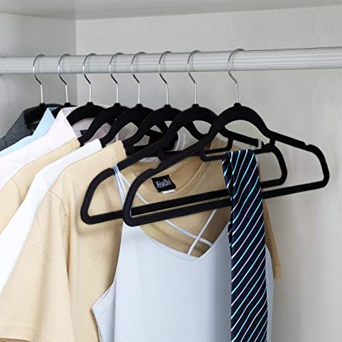Velvet Hangers, 20 Pack, Ultra Thin Space Saving Non-Slip Coat Hangers with Tie Organizer, 360 Degree Swivel Hook, Black CRF20B Vasagle 