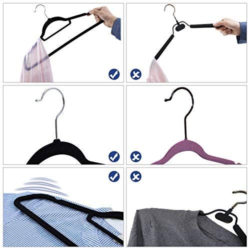 Velvet Hangers, 20 Pack, Ultra Thin Space Saving Non-Slip Coat Hangers with Tie Organizer, 360 Degree Swivel Hook, Black CRF20B Vasagle 