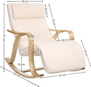Gyngestol med justerbar fodstøtte, beige Gyngestole Vasagle 