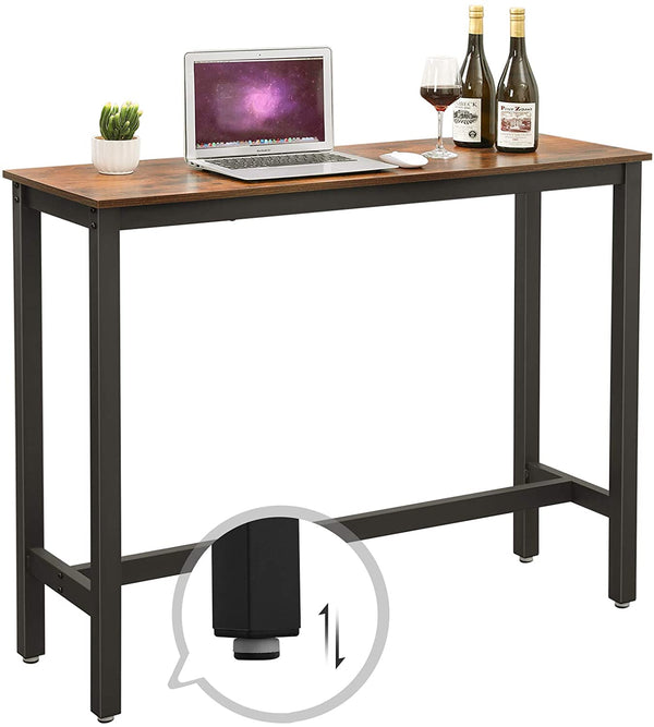 Bar Table, Narrow Rectangular Bar Table, Kitchen Table, Pub Dining High Table, Sturdy metal Frame, 120 x 40 x 100 cm, Easy Assembly, Industrial Design, Rustic Brown LBT12X RAW58.dk 