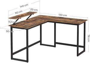 Computer Desk, L-Shaped Writing Workstation, Industrial Corner Desk With Monitor Stand RAW58.dk 