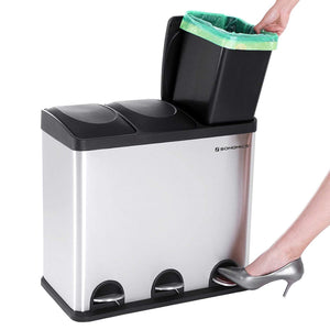 Large Geruchsdichter Waste Bin Waste Bin Rubbish Sorting System 54 L with Inner Stainless Steel Pedal Bin LTB54L RAW58.dk