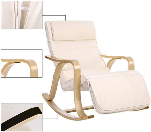 Gyngestol med justerbar fodstøtte, beige Gyngestole Vasagle 