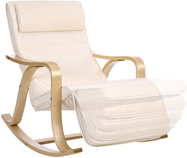 Gyngestol med justerbar fodstøtte, beige Gyngestole Vasagle 