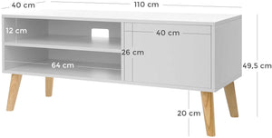Scandinavian TV Stand, Retro TV Console, Entertainment Centre for Flat Screen TV, Gaming Consoles, in Living Room, Entertainment Room, Office, White LTV09WT RAW58.dk 