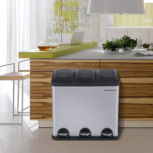 Large Geruchsdichter Waste Bin Waste Bin Rubbish Sorting System 54 L with Inner Stainless Steel Pedal Bin LTB54L RAW58.dk