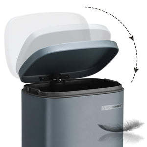 Kitchen Rubbish Bin, Pedal Trash Can 30L, with Plastic Inner Bucket, Hinged Lid, Soft Closure, Odour Proof and Hygienic, Smoky Grey LTB03GS RAW58.dk 