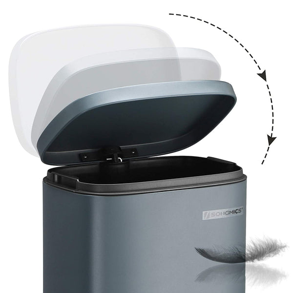Kitchen Rubbish Bin, Pedal Trash Can 30L, with Plastic Inner Bucket, Hinged Lid, Soft Closure, Odour Proof and Hygienic, Smoky Grey LTB03GS RAW58.dk 