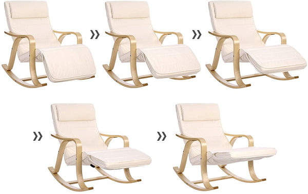 Gyngestol med justerbar fodstøtte, beige Gyngestole Vasagle 