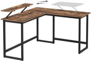 Computer Desk, L-Shaped Writing Workstation, Industrial Corner Desk With Monitor Stand RAW58.dk 