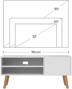 Scandinavian TV Stand, Retro TV Console, Entertainment Centre for Flat Screen TV, Gaming Consoles, in Living Room, Entertainment Room, Office, White LTV09WT RAW58.dk 