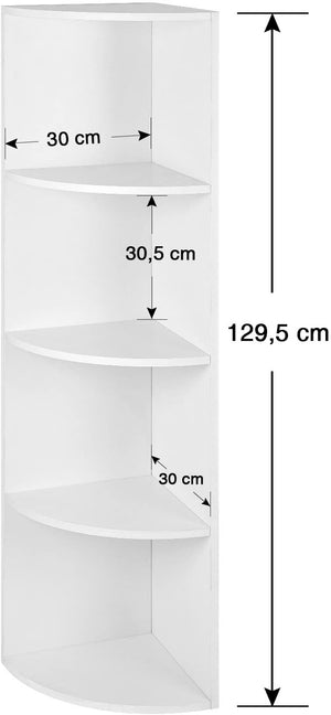 4-Tier Corner Shelf Unit, Freestanding Display Storage Shelves and Wooden Bookcase, for Kitchen, Bedroom, Living Room, Study, White, LBC42WT RAW58.dk 