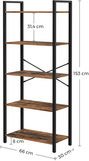 5-Tier Storage Rack, Bookshelf with Steel Frame RAW58.dk 